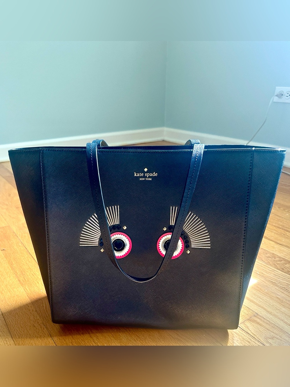 Kate Spade black New York 'Warm & Fuzzy' Monster Lizzey Tote